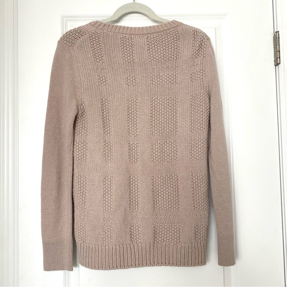 Barbour Chunky Cable Knit Winter Tartan Crew Wool Cashmere Sweater Beige 10 - Picture 3 of 6